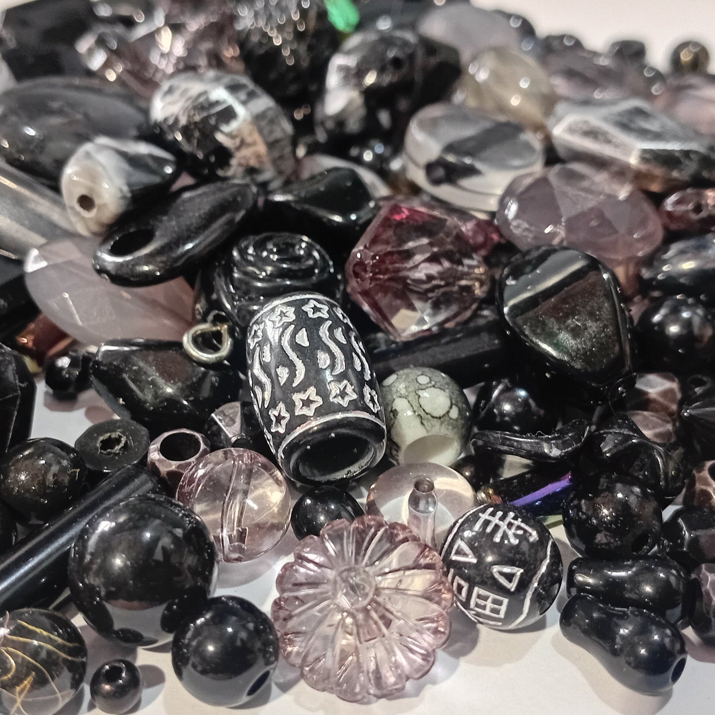 SALE! Large Bag Of Black & Silver Acrylic Beads