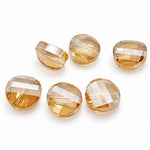 6pc Champagne Crystal Glass Curved AB Coin Beads