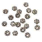 20pc Silver Floral Bead Caps