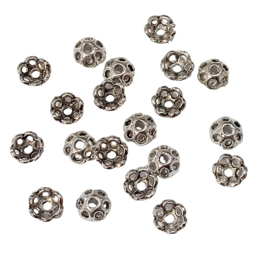 20pc Silver Floral Bead Caps