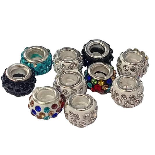10pc Mix Of European Rhinestone Beads