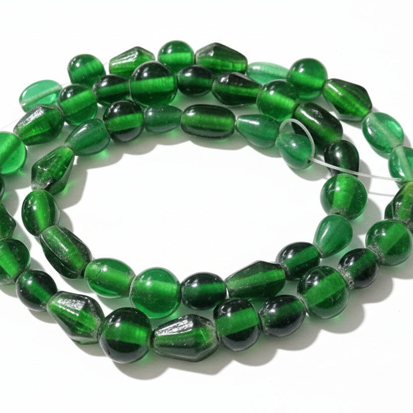 48pc Green Lampwork Bead String