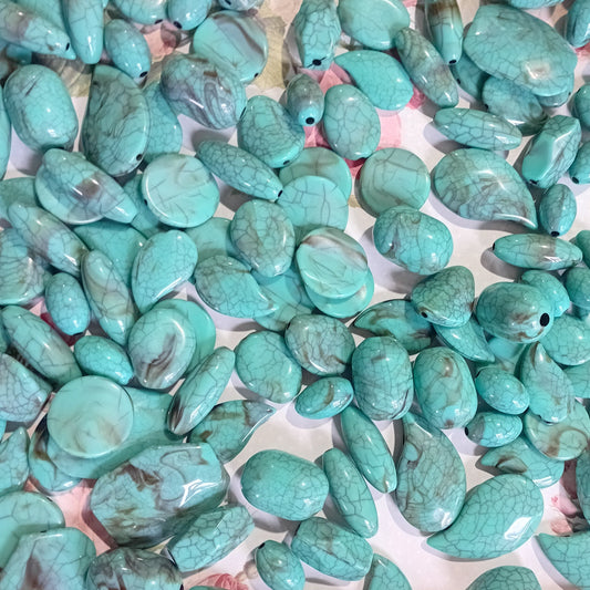 50g Assorted Teal Beads