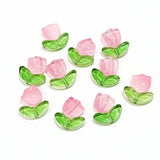 20pc Pink Tulip Lampwork Glass Beads