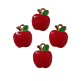 4pc Gold Enamel Red Apple Charms
