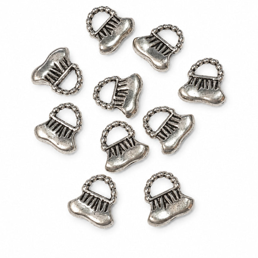 10pc Silver Handbag Charms