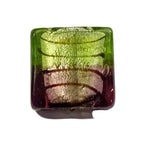 1pc 25mm Black, Green & Purple Sq. Lampwork Bead