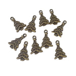 10pc Bronze Christmas Tree Charms