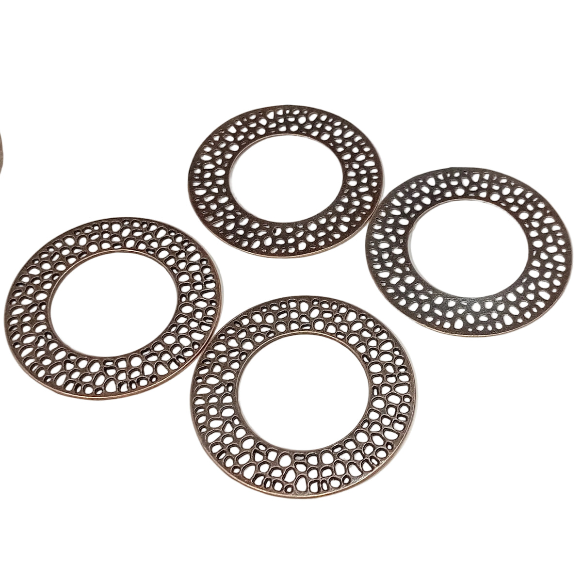 4pc 50cm Antique Copper Filigree Round Pendants