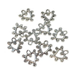 10pc Silver Heart Charms With Spirals