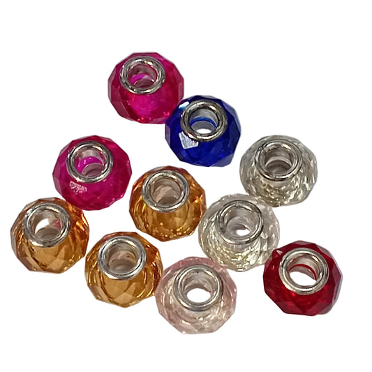 10pc Mixed Faceted Rondelle European Bead Pack
