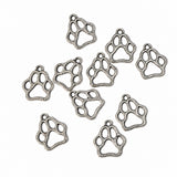 10pc Silver Animal Paw Charms