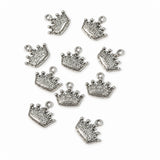 10pc Bright Silver Crown Charms