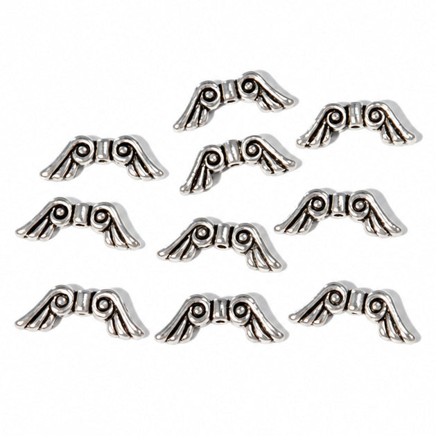 10pc Silver Angel Wings Charms