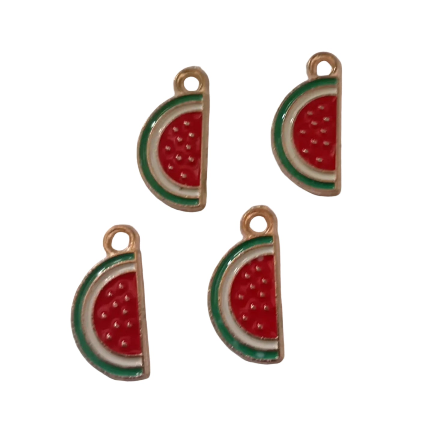 4pc Gold Enamel Watermelon Charms