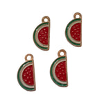 4pc Gold Enamel Watermelon Charms