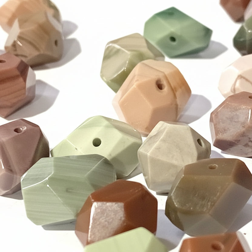6pc Natural Faceted Gemstone Beads