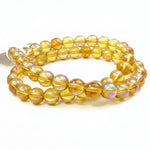 8mm Light Brown Round AB Glass Beads