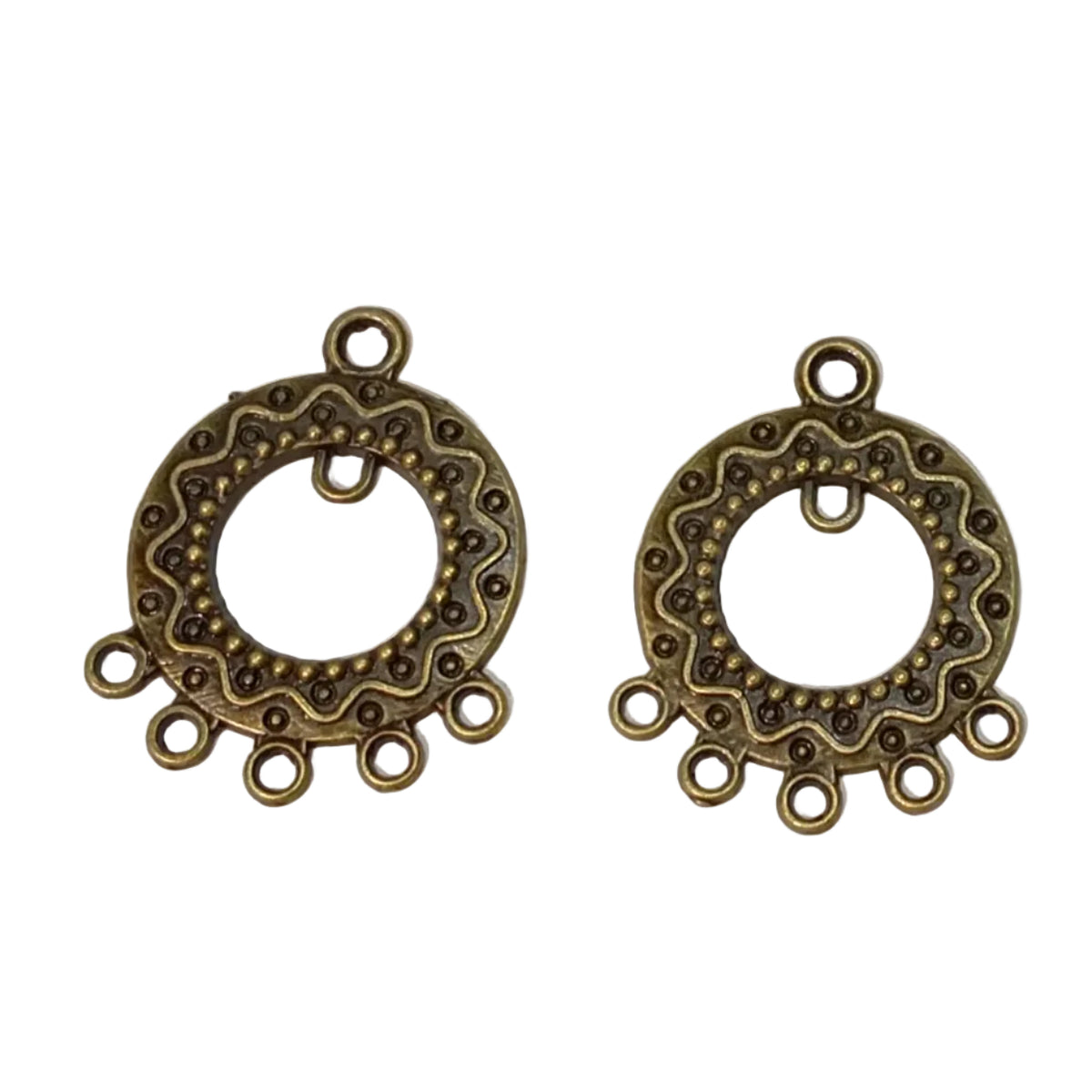 2pc Bronze Round Earring Connectors