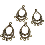 4pc Bronze Tear Drop Multi Loop Connectors