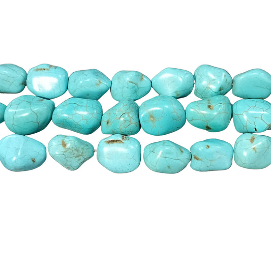 Strand Of Extra Large Blue Howlite Nugget Beads