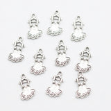 10pc Silver Dress On Hangar Charms