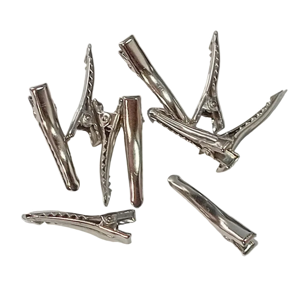 10pc Silver Alligator Hair Clips