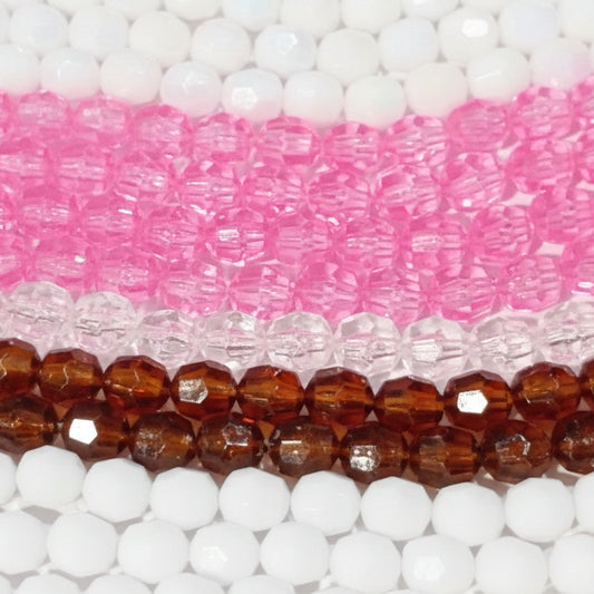 BULK SALE! 1000 Mixed White, Pink & brown Acrylic Faceted Beads