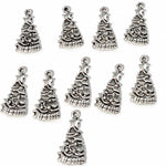 10pc Silver Christmas Tree Charms