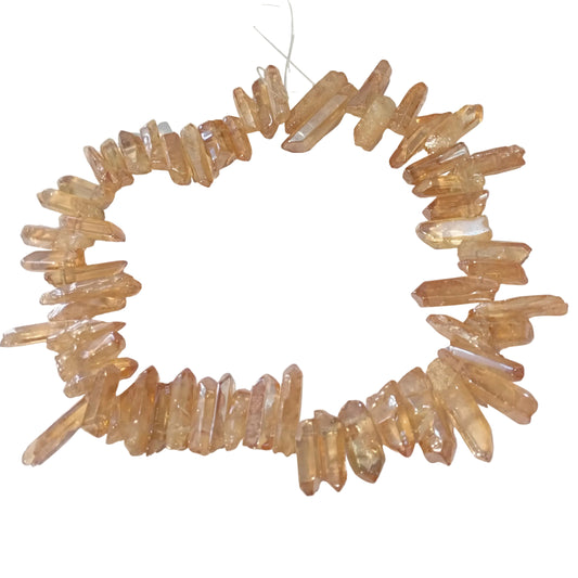 Titanium Aura Crystal Quartz Point Beads - Peach