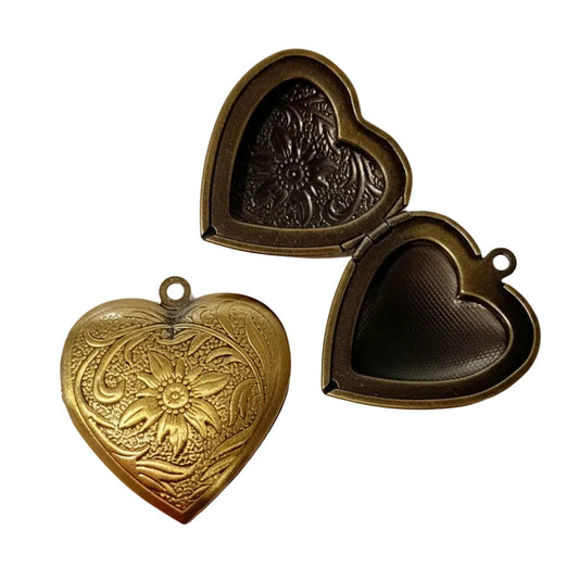 Vintage Style Brass Heart Locket