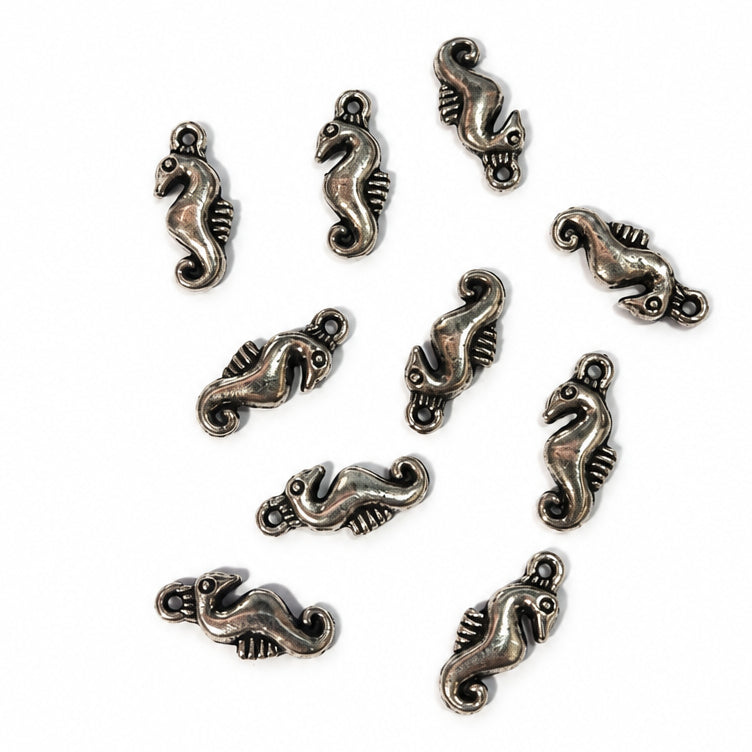 10pc Gunmetal Black Seahorse Charms