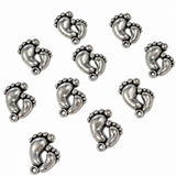 10pc Silver Large Baby Feet Charms