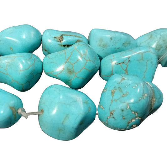 Strand Of Extra Large Blue Howlite Nugget Beads