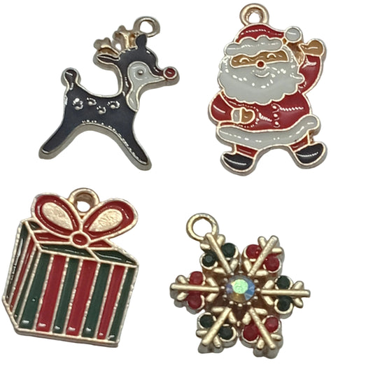 4pc Enamel Christmas Charms Set 1.