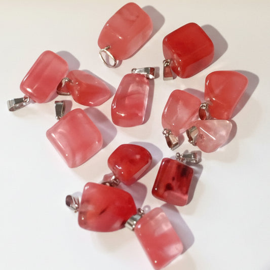 Cherry Quartz Nugget Pendant with Bail