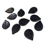 10pc 18mm Black Glass Leaves