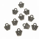 10pc Dark Silver Picnic Basket Charms