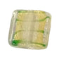 1pc 20mm Clear Gold & Green Sq. Lampwork Beads