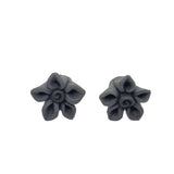 10pc Handmade Polymer Clay Grey Flower Beads