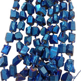 Blue Cobalt  Electroplated Quartz Beads