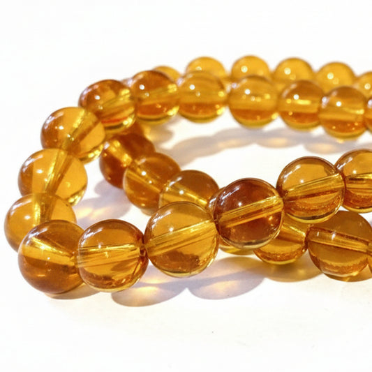 8mm Brown Round Glass Beads