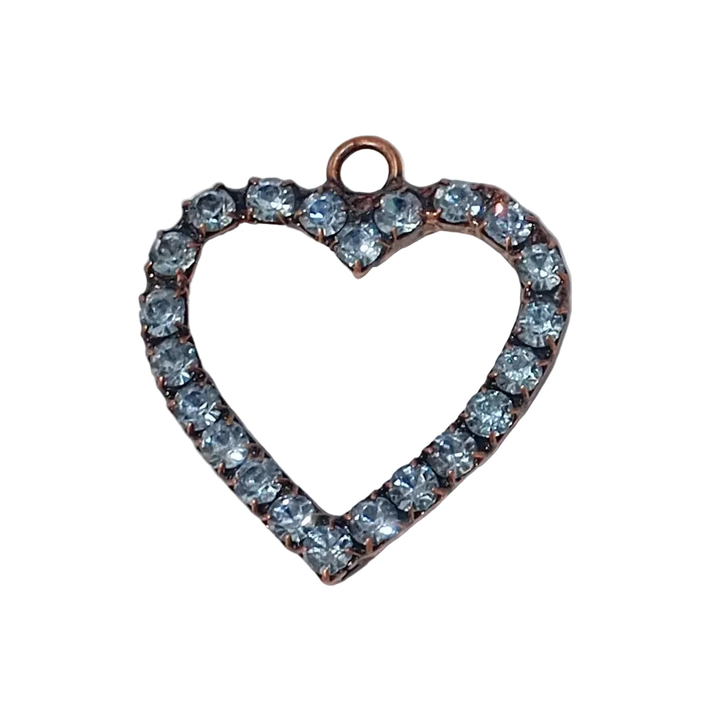 Copper Heart Pendant With Rhinestones