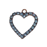 Copper Heart Pendant With Rhinestones