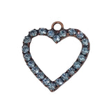 Copper Heart Pendant With Rhinestones