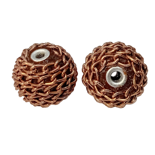 2pc Brown Wire Woven Kashmiri Beads