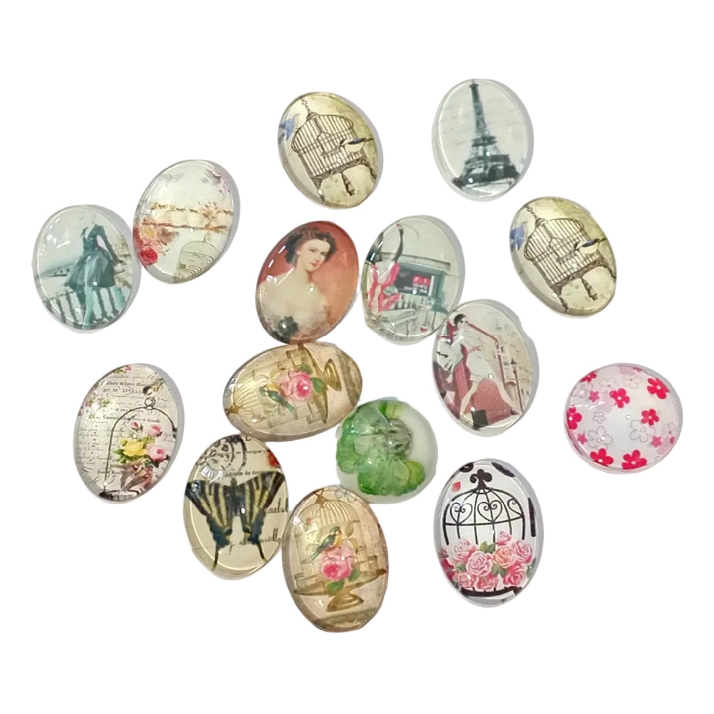 15pc Flat Back Glass Cabochon Pack