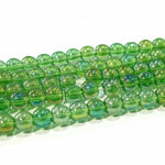 4mm Green & Blue AB Round Glass Beads