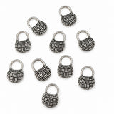 10pc Silver Basket Weave Bag Charms