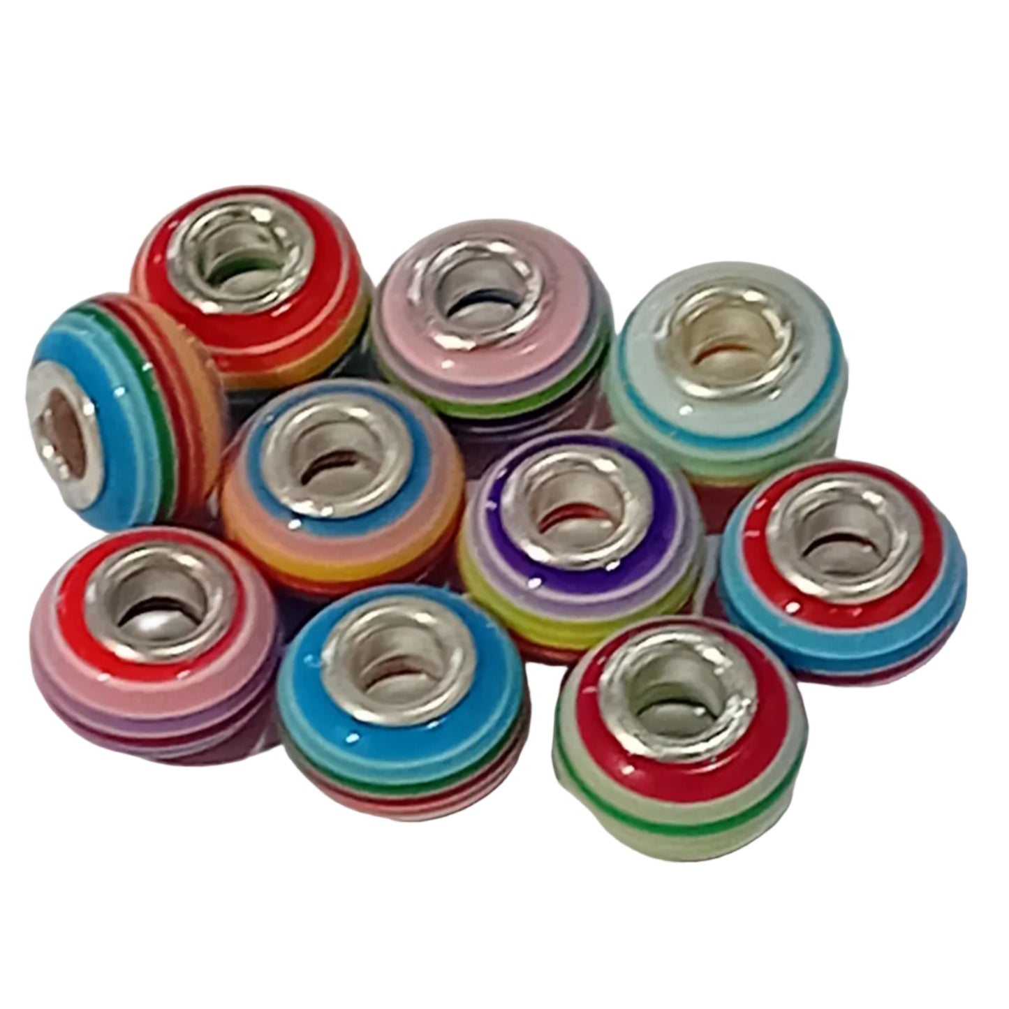 10pc Mixed Stripey European Bead Pack